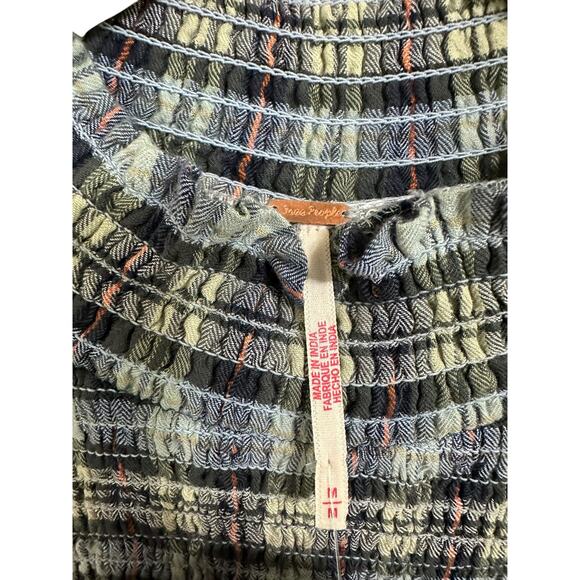 Free People Light sage combo Autumn Chill Plaid Mini Dress size medium $168 NEW - Picture 5 of 9